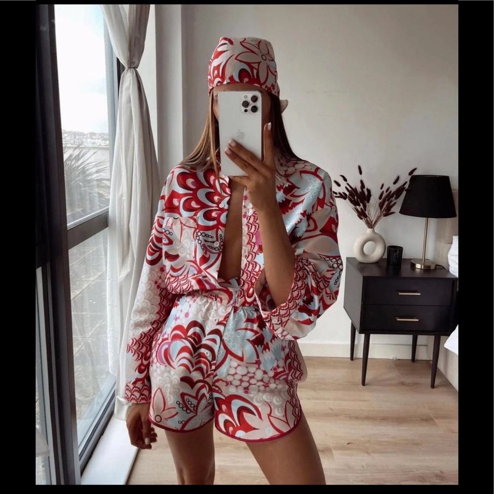 ZARA PRINTER FLORAL SHIRT WITH SCARF